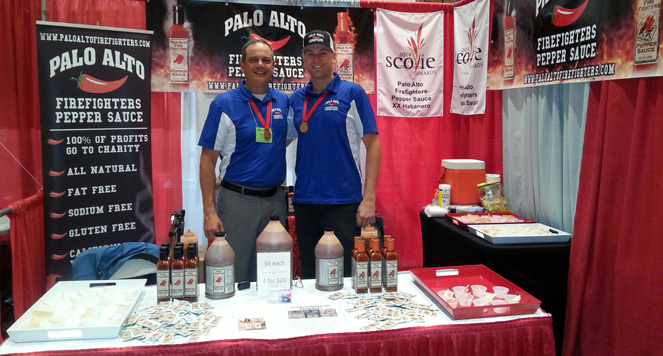 Lee and (son) Erik Taylor at 2014 National Fiery Foods Show - Winners of the Scovie Award, won 1st Place Gold Medal in the Specialty Chili Division, 645 entries from 5 countries. 