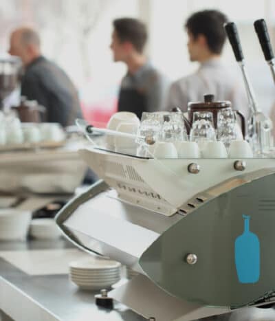 Blue Bottle coffee served at Bay Meadows Town Square