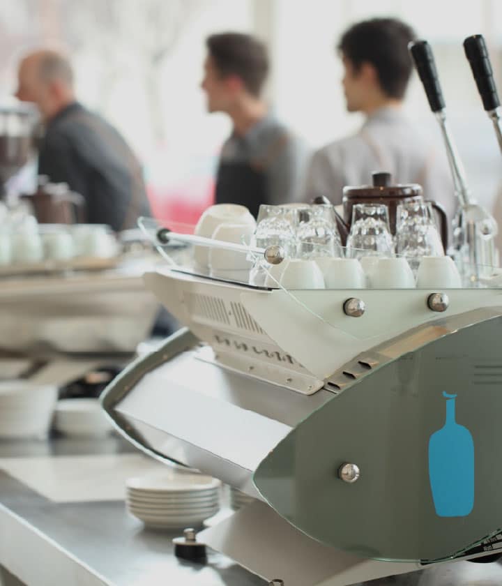 Blue Bottle coffee served at Bay Meadows Town Square